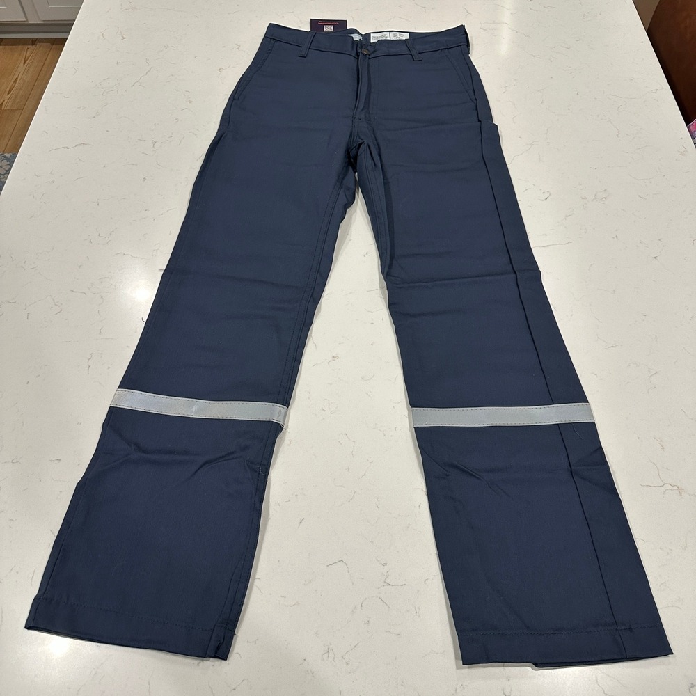 Lapco FR Mens Navy Blue Flame Resistant Reflective Work Pants 28x30 Chino Slacks